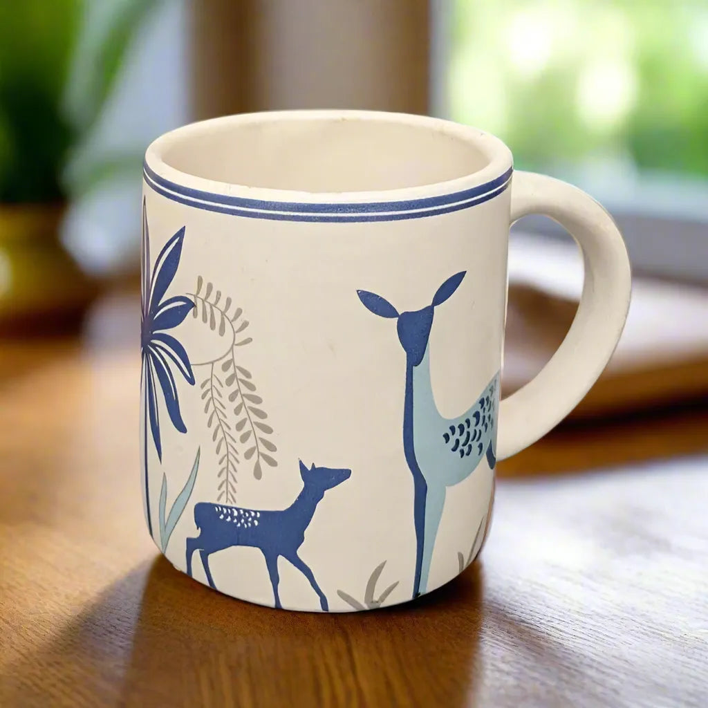 White & Blue Ceramic Deer Coffee & Tea Mug - 330 ml