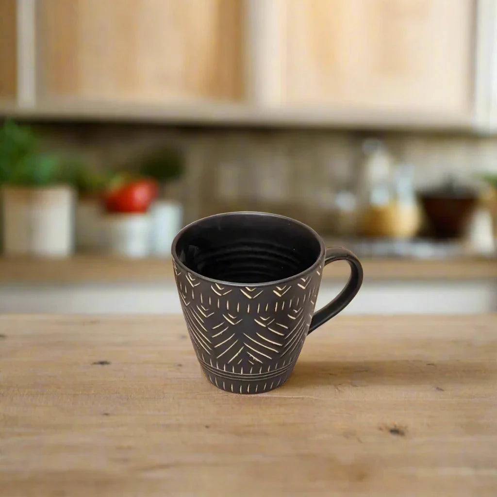 Timeless Black Designer Ceramic Cups - 375 ml