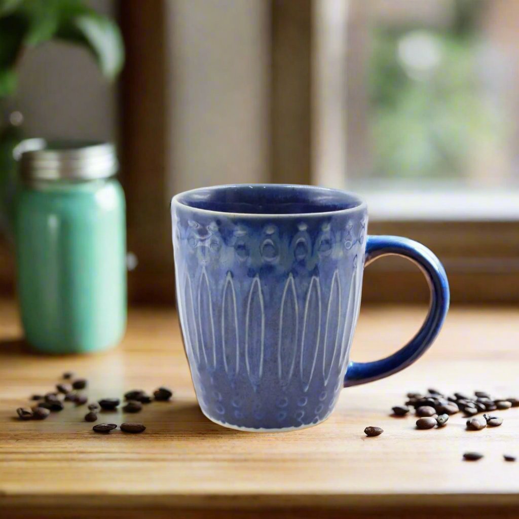 Blue Horizon Handcrafted Ceramic Mug - 340 ml