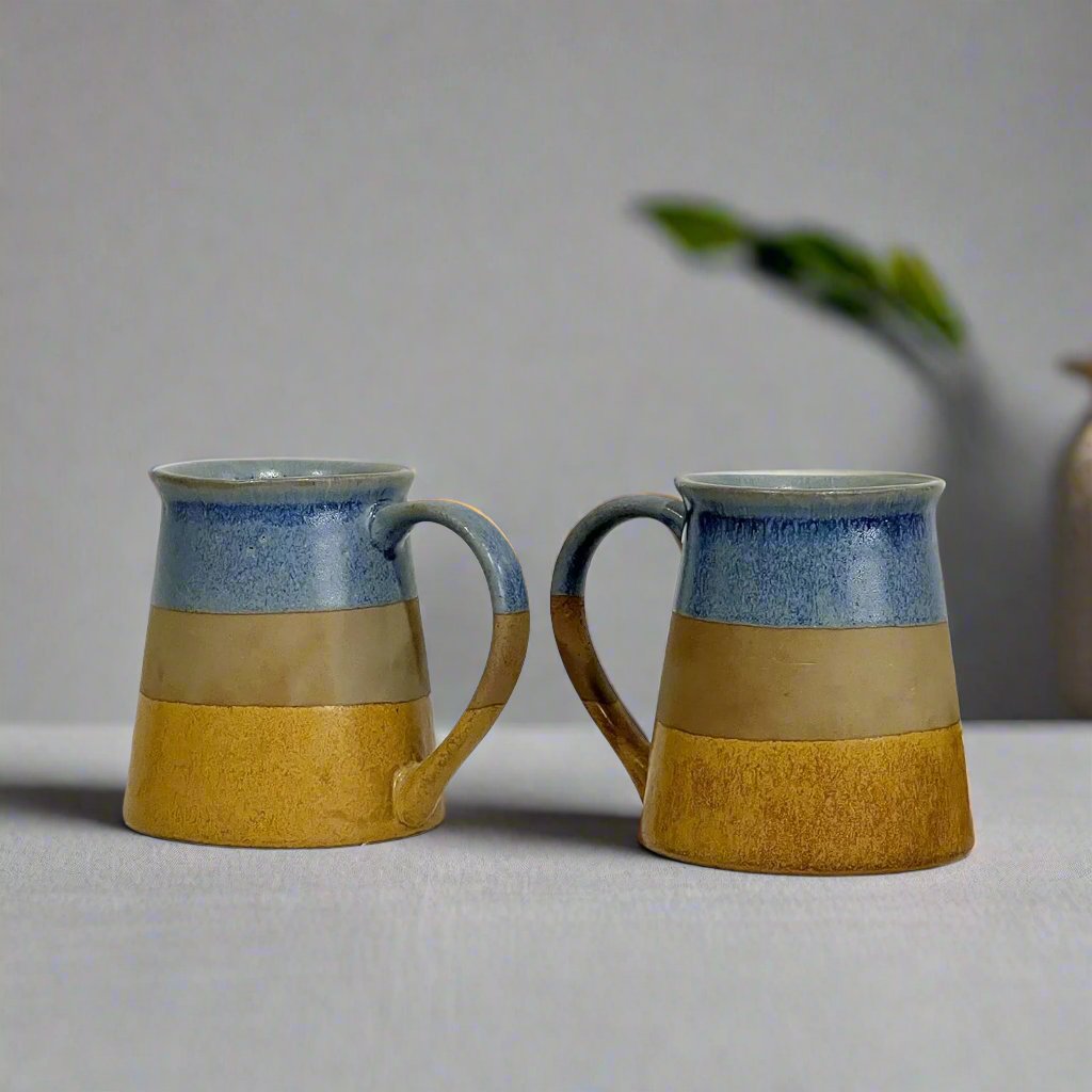 Serene Earthy Blue Mug Collection - 330 ml